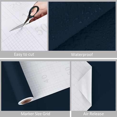 WESTICK Blue Wallpaper Peel and Stick Modern Bedroom Navy Peel and Stick Wallpaper for Bathroom Living Room Accent Walls Dark Blue Contact Paper f...